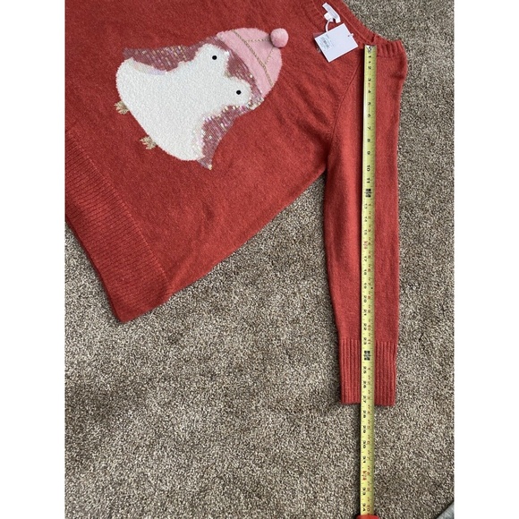 LC LAUREN CONRAD Burnt Red Sequin Penguin Holiday Sweater X-Large NEW - Picture 8 of 11